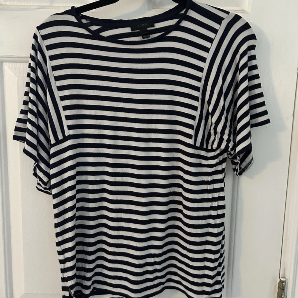 J crew Black And White Striped T-shirt, Size S (#001)